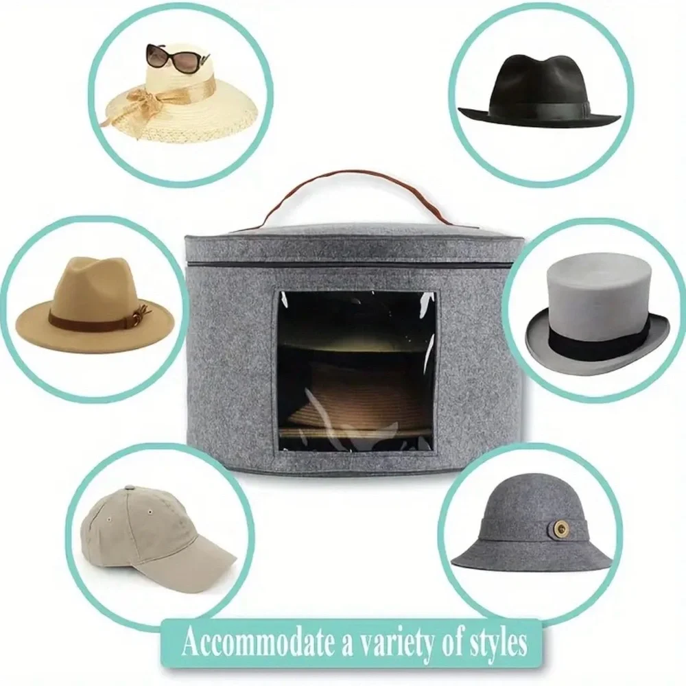 Gray Felt Hat Storage Box, NEW